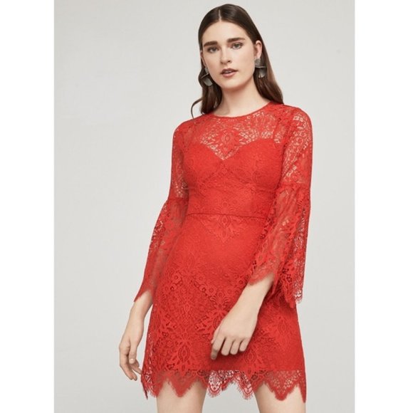 NEW" BCBG MAXAZRIA Daniella Lace Red Color Dress Size 8 $348 - Picture 2 of 4
